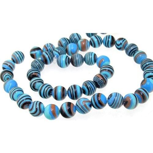 Unique Pearls jewellery Store 8mm Round Blue Malachite Jasper Jasper Gemstone Loose Beads One Full Strand 15'' LC3-0290