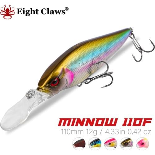 EIGHT CLAWS 110F Crank Wobbler Minnow Jerkbait 110mm 12g Floating Water Hard Fishing Lure Plastic Squad Minnow Swimbait