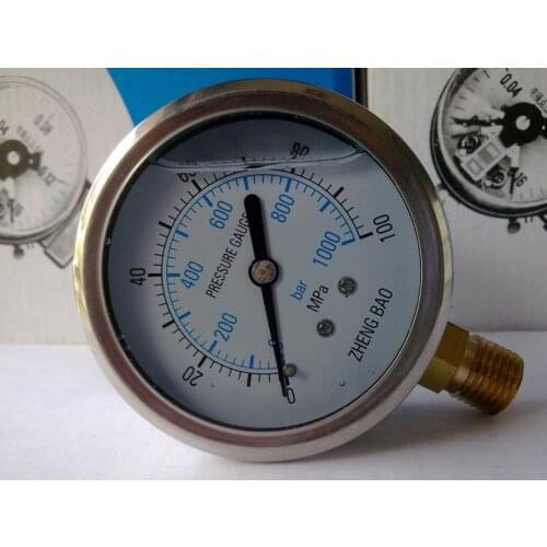 YN60 2.5" M14*1.5 or 1/4"BSP thread 60mm Stainless steel shell Shock- proof oil - filled pressure gauge ,lower mount manometer