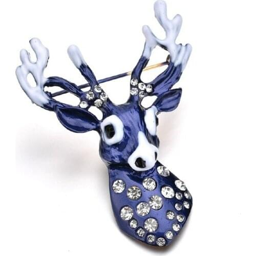 Christmas clothing blue elk exquisite diamond brooch fashion womens jewelry 2020 Christmas jewelry wholesale