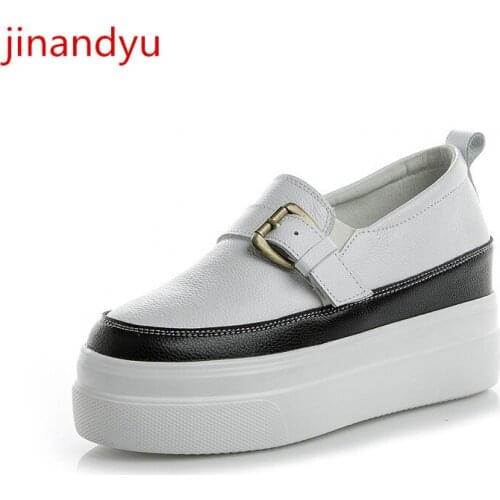Women Platform Loafer Wedge Sneakers Femme Heels Genuine Leather Shoes Women Hidden Heel Fashion Comfy Platforms Female Shoes