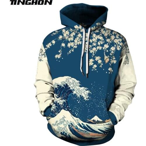 Women/men Sea wave Flower 3D sweatshirts hoodies Funny Fashion hoodie Hoody XS -7XL
