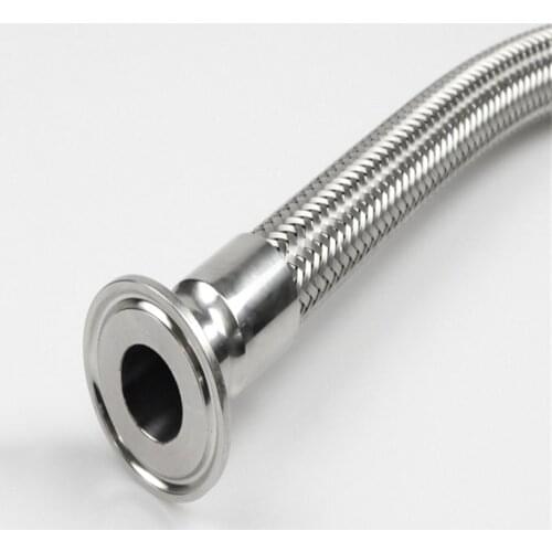 1PCS 1.5" 2" Tri Clamp 19/25/32/38/45mm Pipe OD Braided Soft Tube Bellow500mm/1000mm/1500mm/2000mm For Homebrew SUS304