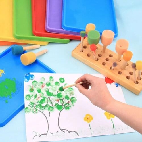 15pcs Painting Brushes Children Sponge Paint Brushes Drawing Tools for Children Early Painting Arts Crafts DIY Graffiti Accs