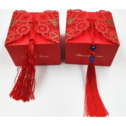 40Pcs/Lot 9x9x6cm Handmade Solid Macaron Colors Kraft Paper DIY Wedding Gift Favor Box Cases With Free Tassel Bead Ribbon String