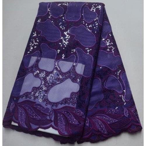 5yards/pc) high quality purple African tulle lace fabric with sequins French lace fabric for wedding dress FLP965