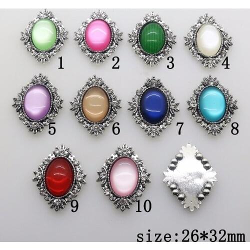 New Hot 10Pcs 26*32mm Oval Alloy Diy Jewelry Accessories rhinestones pedestal embellishments caps wedding Decoration For Making