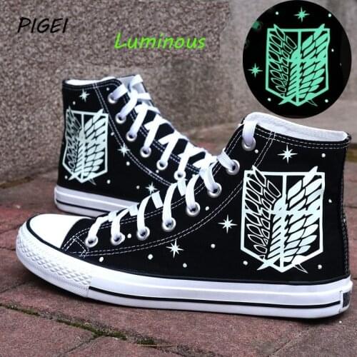 Attack of Titans Cosplay Attack on Titan Shoes High Platform Canvas Shingeki No Kyojin Shoes Mikasa Eren Luminous Shoes