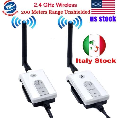 Car 2.4G Wireless AV Cable Transmitter and Receiver For Bus Car Video Monitor Truck Reversing Rear View Backup Camera 200m Range
