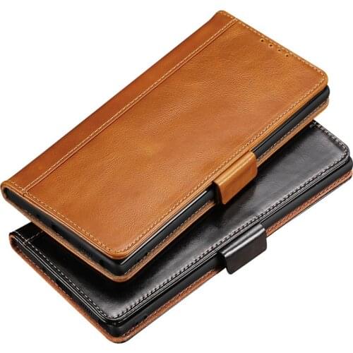 Oil Wax Real Genuine Leather Natural Cowhide Flip Cover For Samsung Galaxy Note 10 Note10 Plus Note10+ Phone Pouch Bag Case