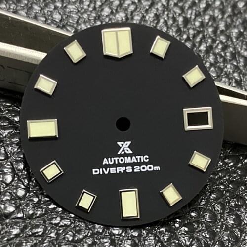 MOD Watch Parts 28.5mm Black SKX007 Sterile Watch Dial Luminous Mark Suitable For NH35A Automatic Movement
