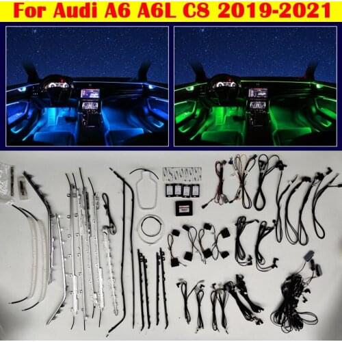 30 Colors For Audi A6 A6L C8 MLB EVO 2019-2021 MMI Control Decorative Ambient Light LED Atmosphere Lamp illuminated Strip