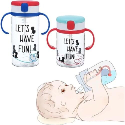 250/350ml Baby Bottle Kids Cup Silicone Sippy Children Training Cups Cute Baby Drinking Water Straw Handle Feeding Bottle