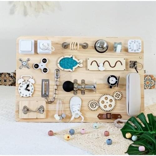 Montessori Children Busy Board Accessories Wood DIY Toy Material Early Education Activity Board Parts For Basic Skills Learning