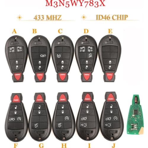 Kutery 2/3/4/5/6/7 Button Smart Remote Key Fob M3N5WY783X IYZ-C01C GQ4-53T 433Mhz For Chrysler Jeep Grand Cherokee