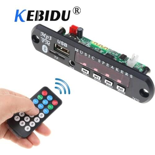 Kebidu Hot Bluetooth USB MP3 WMA FM Radio MP3 Decoder Board DC 12V Audio Module For Car Remote Music Speaker Accessories