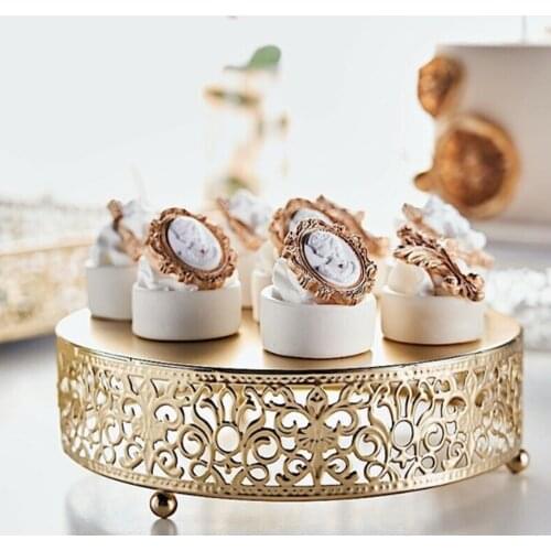Round Lace Metal Cake Stand Dessert Display Stand Glossy Metallic Finish For Wedding Ceremonies Party Decorations Banquet Pretty