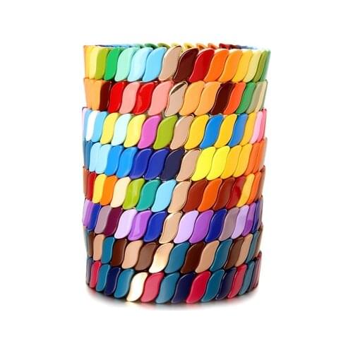 Ethnic Style Irregular Enamel DIY Fashion Womens Bracelet Bohemian Style Macarons Elastic Bracelet Charm Bracelet