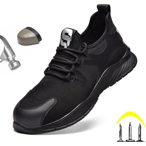 Men Shoes Ankle Boots Breathable Work Safety Shoe With Steel Toe Cap Kevlar Midsole Puncture-proof High Quality Working Sneakers