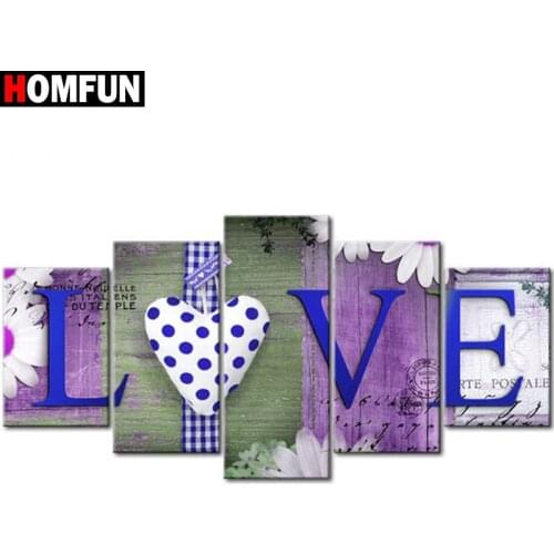 HOMFUN 5pcs Full Square/Round Drill 5D DIY Diamond Painting "Home sweet home" Multi-picture Combination Embroidery 5D Gift