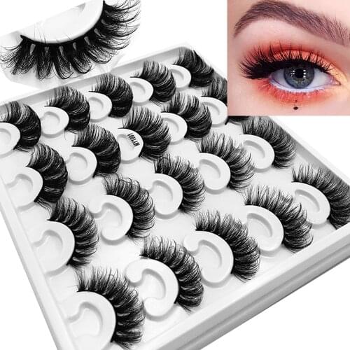 NEW 10 Pairs False Eyelashes 15-20mm Lashes Pack 3D Faux Mink Lashes Long Natural Eyelashes Set Makeup Eyelash Extension
