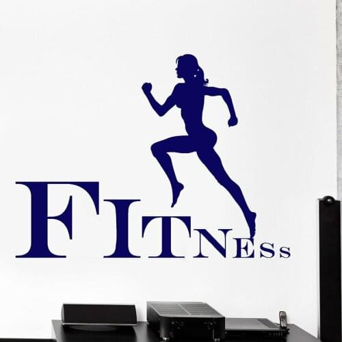 Home Gym Vinyl Decal Running Gilrs Wall Stickers Sport Jogging Fitness Cool Art Mural Wall Stickers Gym Wall Decor C169