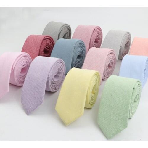 Solid Color 6cm Width Tie Cotton Pure Colorful Slim Neckties for Wedding Ties Skinny Groom Necktie for Men