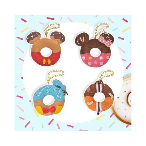 Disney Mickey Cake Anime Plush Keychain Cartoon Stuffed Doll chain Toy Pendant Ornament Unisex Birthday Gifts New