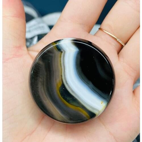 Natural Black Agate Polished Discs Healing Home Decor