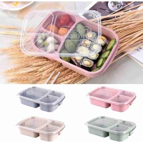 Portable Food Grade Wheat Straw Meal Box Microwave Food Dinnerware Container Foodbox Storage