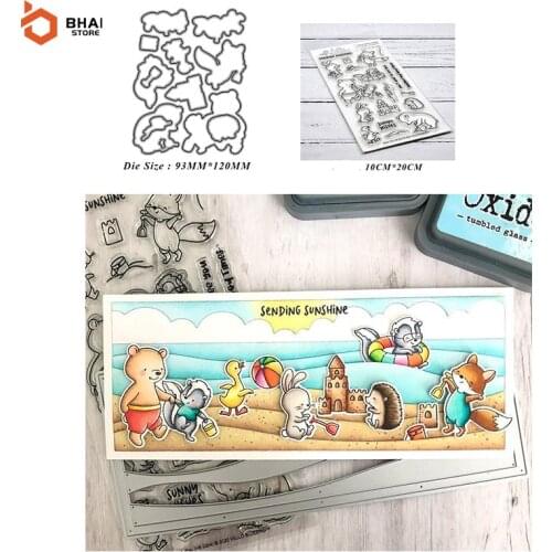 Playful Animals On The Beach Clear Stamps And Dies for DIY Scrapbooking Paper Cards Crafts 2021 New