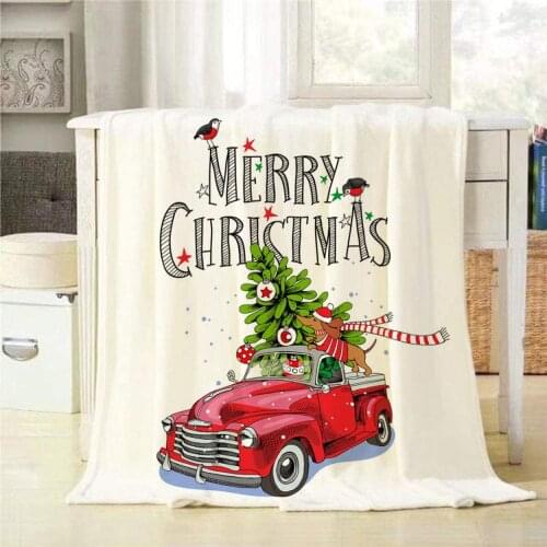 Christmas Card Throw Blanket Red Retro Truck with a Fir Tree Gifts and The Dachshund in a Scarf Decorative Blankets