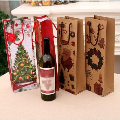 Christmas gift bag Christmas kraft paper bag red wine bag wine bottle bag Christmas cross-border household items