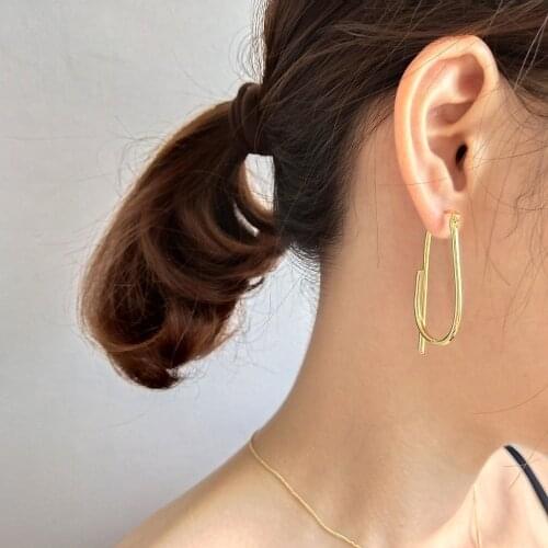 1PC 100% Authentic 925 Sterling silver Gold Irregular Geometric Dangle earrings Womens fashion FINE jEWELRY E198