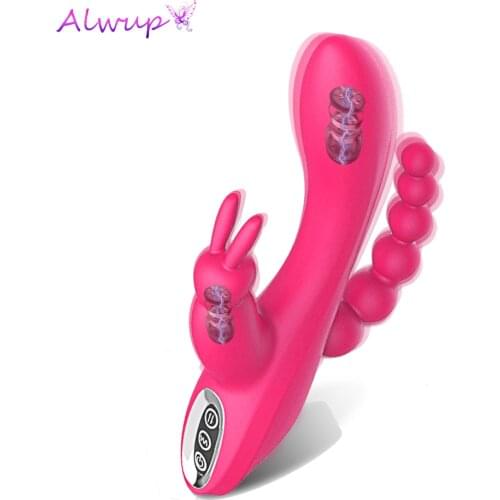 Rabbit G Spot Clitoris Stimulator Penis Anal Dildo Vibrator Double Penetration Sex Toys for Women Adult Couples Sexual Product