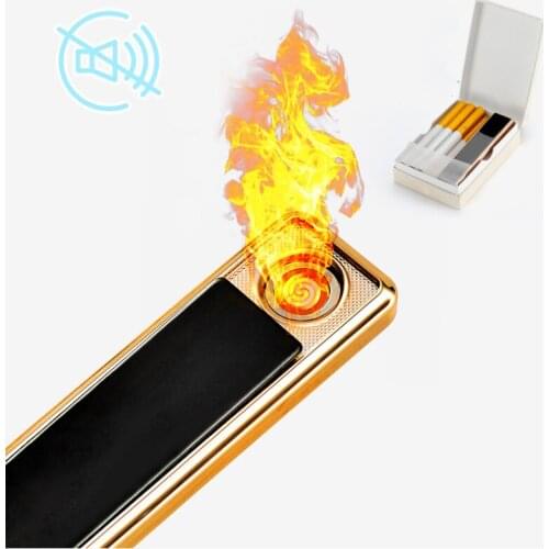 Three color windproof metal pull-down USB charging lighter