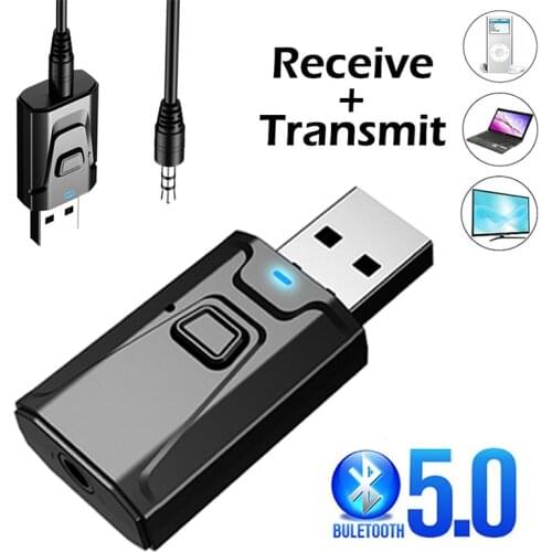 USB Bluetooth 5.0 Transmitter Receiver Mic 3 in 1 EDR Adapter Dongle 3.5mm AUX for TV PC Headphones Home Stereo Car HIFI Audio