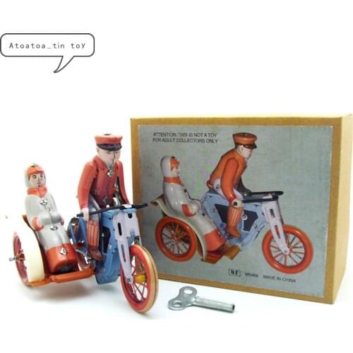 Vintage Retro Tricycle Tin toy Classic Clockwork Mechanical Wind Up Tricycle bike Tin Toy For Adult Kids Collectible Gift