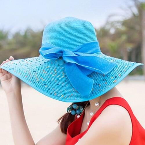 Womens Beach Hats Caps Summer Fashion Foldable Chiffon Floppy Sun Hats Casual Ladies Sombreros Bowknot Hat d88