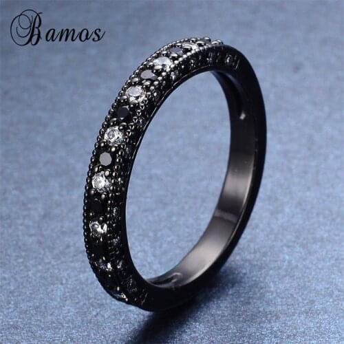 White Circle 14 KT Black Gold Filled Zircon Size 5/6/7/8/9/10 Women Fashion Jewelry Finger Rings anillo OL Style RB0170