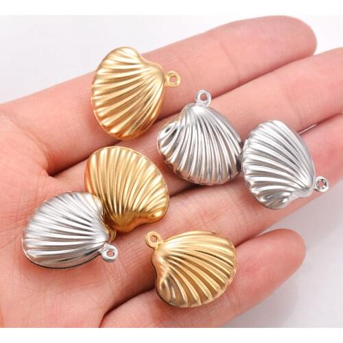 10pcs/lot Stainless Steel Hollow Gold Silver Tone Shell Charm 19mm Sea Shell Pendant for DIY Bracelet Necklace Jewelry Making
