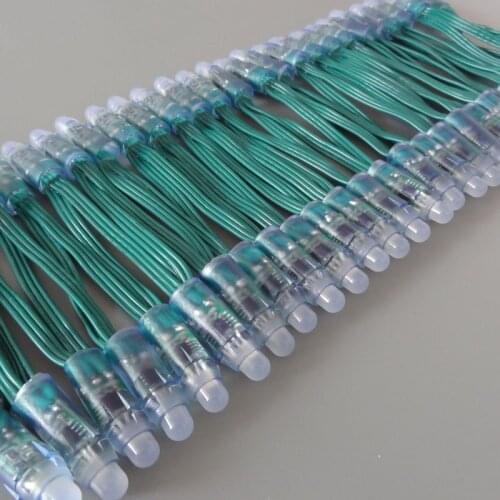 100pcs wholesale Full Color DC5V/DC12V 12mm WS2811 IC RGB Led Module String Green wire Waterproof IP68 Digital LED Pixel Light