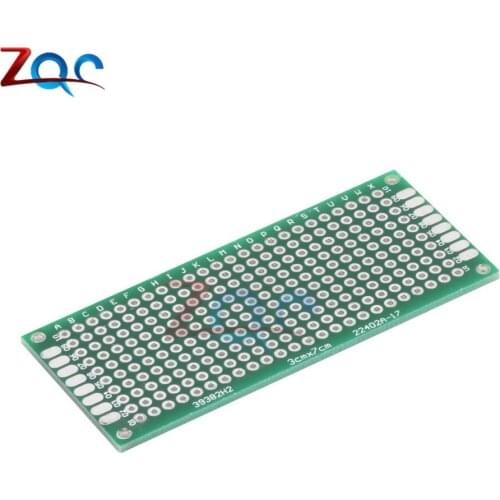 2PCS Double Side Prototype PCB Bread board Tinned Universal 3x7 cm 30x70 mm FR4 green 3x7cm