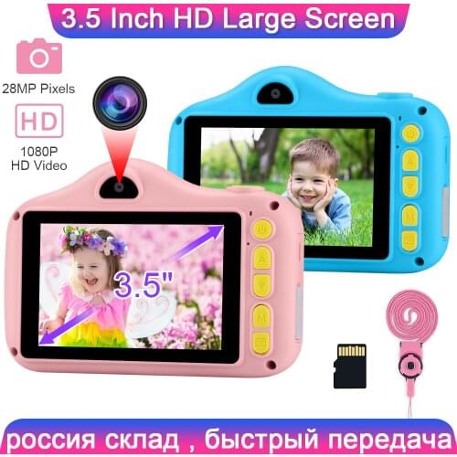 Prograce 3.5 Inch Child Camera 28MP Kids Digital Camera Kid Selfie Camera Photo Child Video Camera Birthday Gift Girl Toy Camera