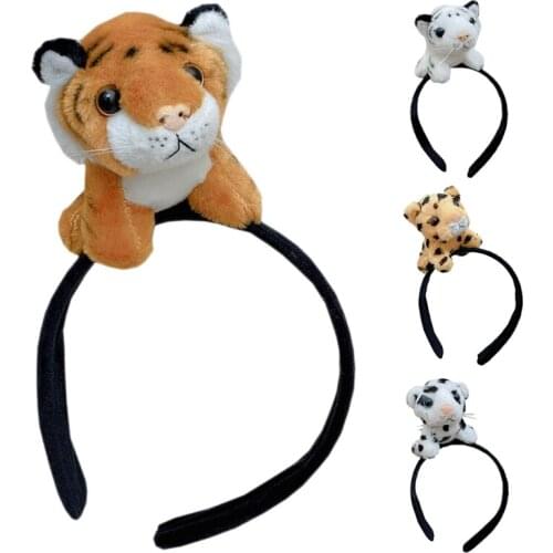 3D Stuffed Cartoon Animal Headbands Soft Faux Plush Animal Pattern Hairband Cute Hair Accessories Cosplay Party Costume
