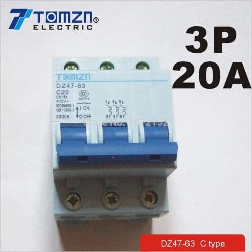 3P 20A 400V~ 50HZ/60HZ Circuit breaker MCB C TYPE