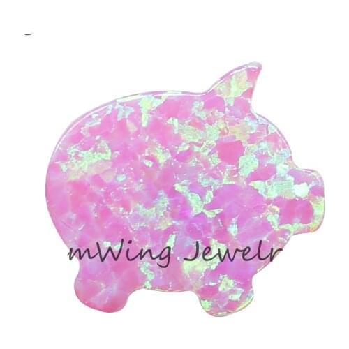 50PCS/ lot Wholesale Free shipping Multicolor 11*12mm Fire Opal natural Cute Pig opal pendant Necklace for Children gift jewelry