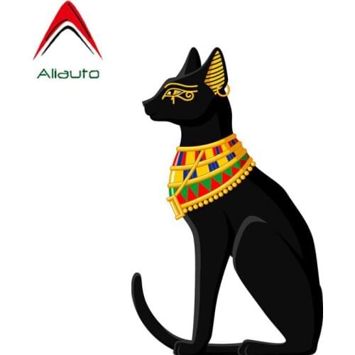 Aliauto Funny Caution Car Sticker Motorcycle Helmet Egyptian Cat Waterproof Sunscreen Reflective Decal Accessories,9cm*14cm