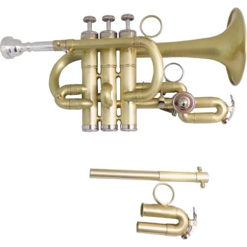 Bb/A Piccolo Trumpet Brush finishes Brass trumpets with mouthpiece case musical instruments trompete Stainless Steel pistons