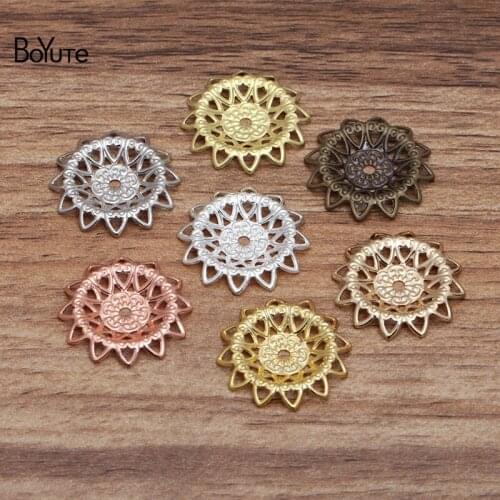 BoYuTe (100 Pieces/Lot) 21MM Metal Brass Filigree Flower Findings Diy Jewelry Making Hand Made Materials Wholesale